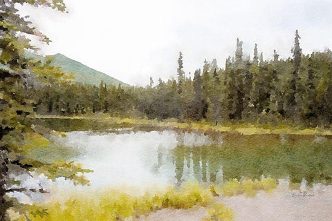 Mountain Lakeshore No. 3 White Modern Wood Framed Art Print with Double Matting by Murdock, Ramona