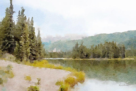 Mountain Lakeshore No. 4 White Modern Wood Framed Art Print with Double Matting by Murdock, Ramona