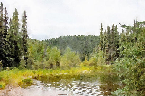 Mountain Paradise No. 1 White Modern Wood Framed Art Print with Double Matting by Murdock, Ramona