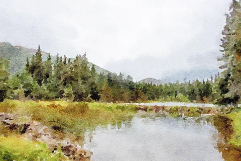 Mountain Tranquility No. 2 Black Ornate Wood Framed Art Print with Double Matting by Murdock, Ramona