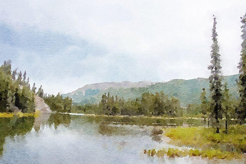 Mountain Tranquility No. 3 White Modern Wood Framed Art Print with Double Matting by Murdock, Ramona