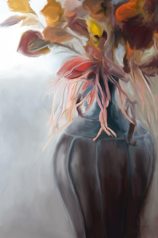 Autumn Bouquet II White Modern Wood Framed Art Print with Double Matting by Murdock, Ramona