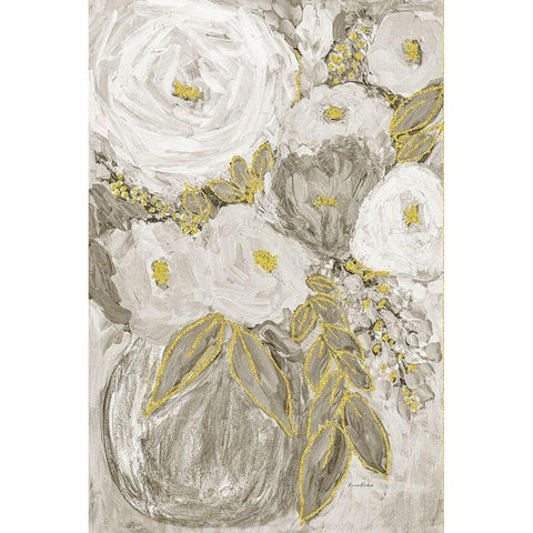 Gold Age Floral I White Modern Wood Framed Art Print by Murdock, Ramona