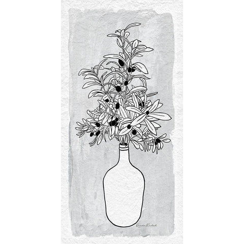 Olive Branch Vase Black Modern Wood Framed Art Print with Double Matting by Murdock, Ramona