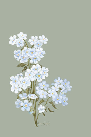 Small White Flowers Black Ornate Wood Framed Art Print with Double Matting by Murdock, Ramona