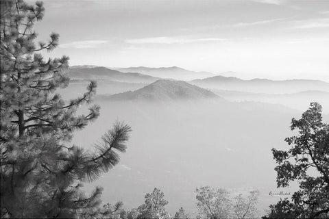 Hazy Valley II White Modern Wood Framed Art Print with Double Matting by Murdock, Ramona