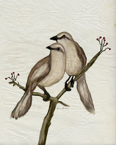 Mockingbird Medley I White Modern Wood Framed Art Print with Double Matting by Murdock, Ramona