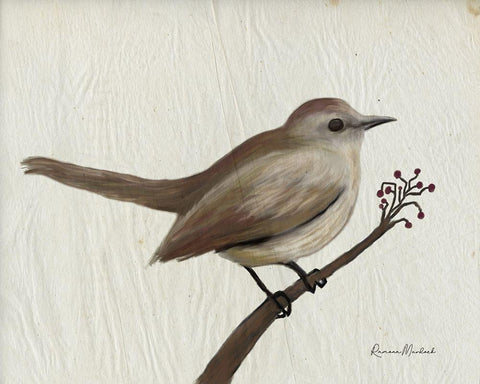 Mockingbird Medley II White Modern Wood Framed Art Print with Double Matting by Murdock, Ramona