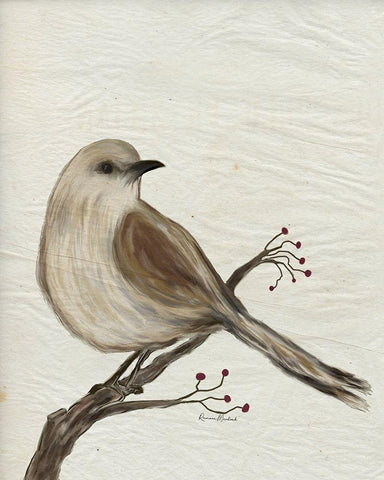 Mockingbird Medley III White Modern Wood Framed Art Print with Double Matting by Murdock, Ramona