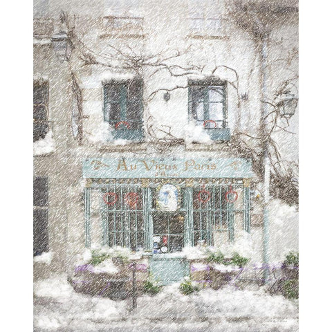 Christmas in Paris White Modern Wood Framed Art Print by Murdock, Ramona