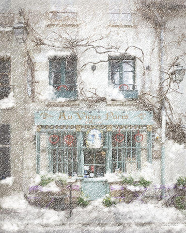 Christmas in Paris White Modern Wood Framed Art Print with Double Matting by Murdock, Ramona