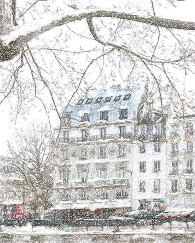 Noel a Paris White Modern Wood Framed Art Print with Double Matting by Murdock, Ramona