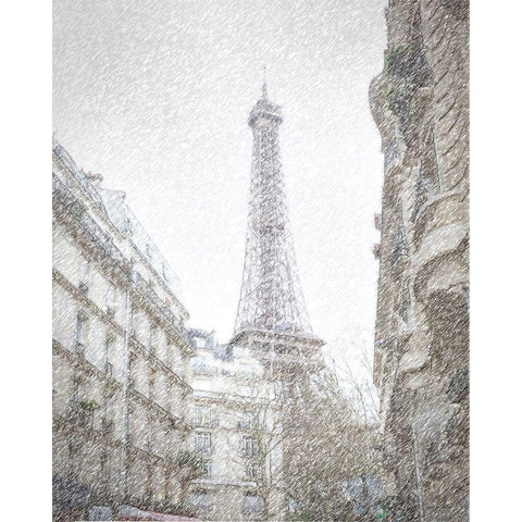 Eiffel Tower Holiday Black Modern Wood Framed Art Print with Double Matting by Murdock, Ramona