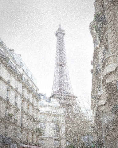 Eiffel Tower Holiday White Modern Wood Framed Art Print with Double Matting by Murdock, Ramona