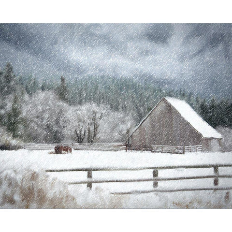 Christmas at the Ranch Gold Ornate Wood Framed Art Print with Double Matting by Murdock, Ramona