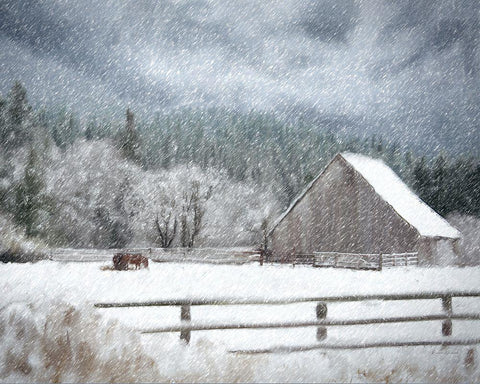 Christmas at the Ranch White Modern Wood Framed Art Print with Double Matting by Murdock, Ramona