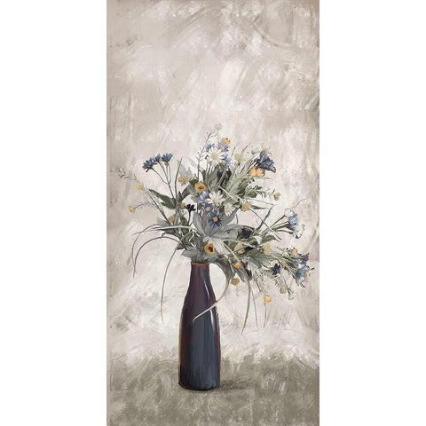 Blue Vase Floral White Modern Wood Framed Art Print by Murdock, Ramona