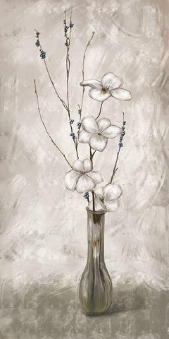 Simplicity Floral Black Ornate Wood Framed Art Print with Double Matting by Murdock, Ramona