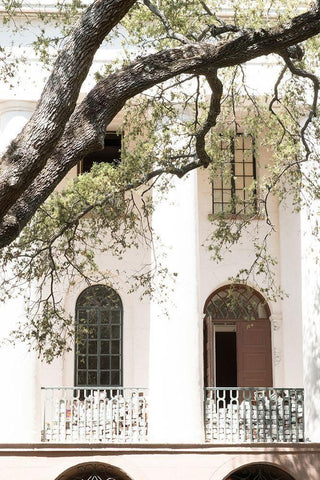 Charleston Garden Balcony Black Ornate Wood Framed Art Print with Double Matting by Murdock, Ramona
