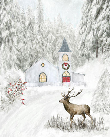 Chapel in the Woods White Modern Wood Framed Art Print with Double Matting by Murdock, Ramona