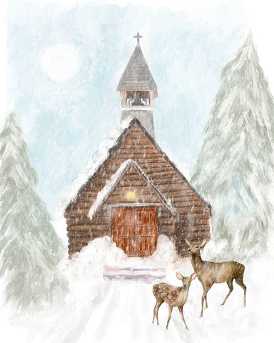 Woodland Chapel Black Ornate Wood Framed Art Print with Double Matting by Murdock, Ramona