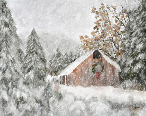 Christmas at the Ranch Black Ornate Wood Framed Art Print with Double Matting by Murdock, Ramona