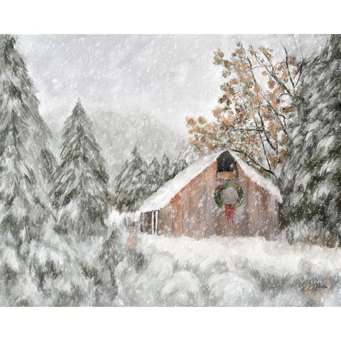 Christmas at the Ranch White Modern Wood Framed Art Print by Murdock, Ramona
