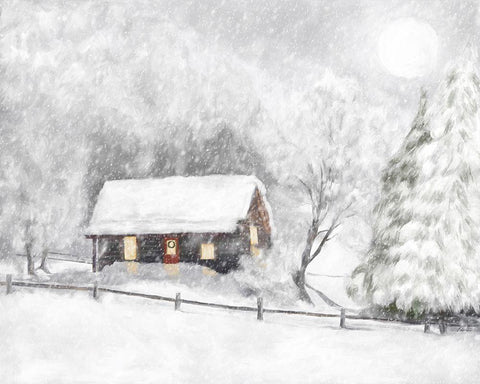 Christmas Cabin I Black Ornate Wood Framed Art Print with Double Matting by Murdock, Ramona