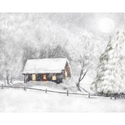 Christmas Cabin I Gold Ornate Wood Framed Art Print with Double Matting by Murdock, Ramona