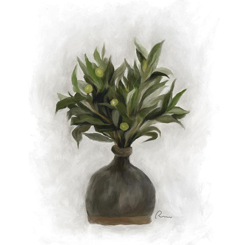 Olive Green Black Modern Wood Framed Art Print by Murdock, Ramona