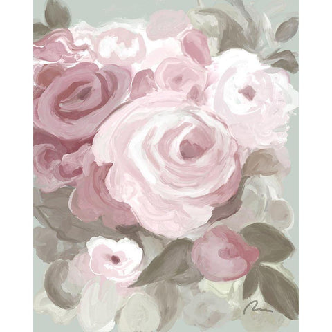 Rosy Roses II Black Modern Wood Framed Art Print with Double Matting by Murdock, Ramona