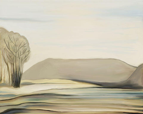 Ferry Butte Creek White Modern Wood Framed Art Print with Double Matting by Murdock, Ramona