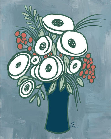 Bold Bouquet Black Ornate Wood Framed Art Print with Double Matting by Murdock, Ramona