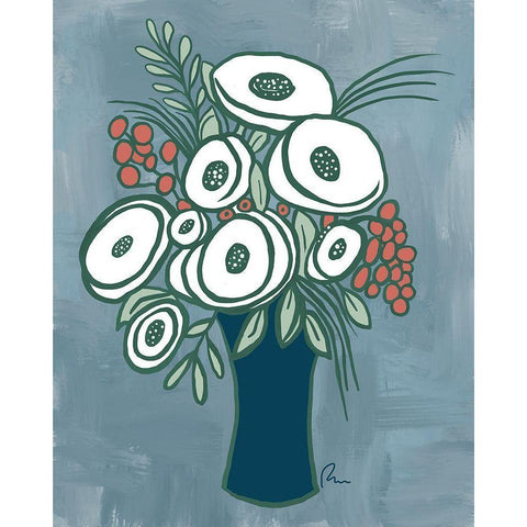 Bold Bouquet Black Modern Wood Framed Art Print by Murdock, Ramona