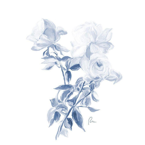 Tres Blue Rose Black Modern Wood Framed Art Print by Murdock, Ramona