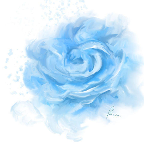 Blue Rose White Modern Wood Framed Art Print by Murdock, Ramona