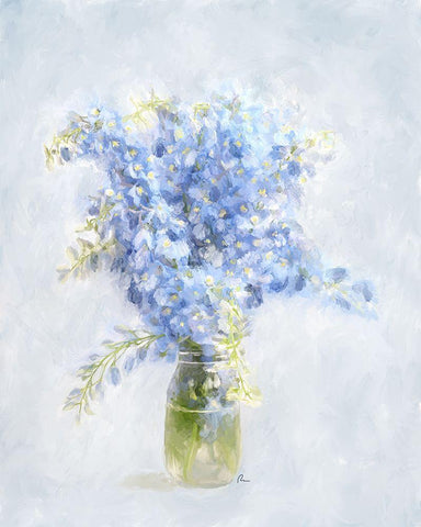 Delphinium Delight I White Modern Wood Framed Art Print with Double Matting by Murdock, Ramona