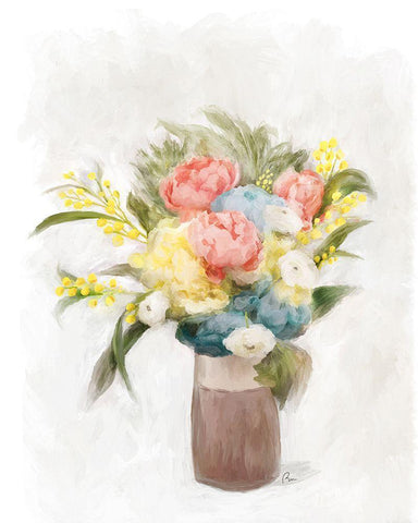 Mixed Garden White Modern Wood Framed Art Print with Double Matting by Murdock, Ramona