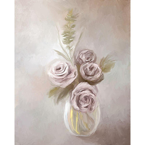 Mauve Bouquet I Black Modern Wood Framed Art Print with Double Matting by Murdock, Ramona