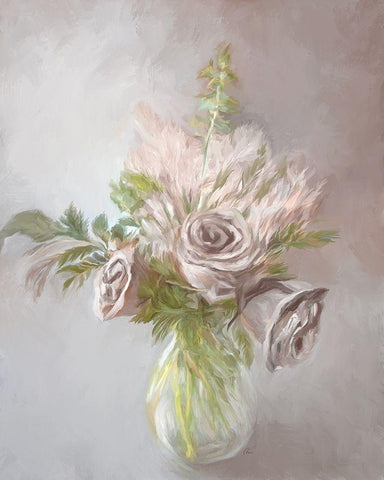 Mauve Bouquet II Black Ornate Wood Framed Art Print with Double Matting by Murdock, Ramona