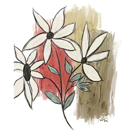 Patchwork Floral I Black Modern Wood Framed Art Print by Murdock, Ramona