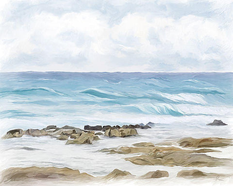 Wave Therapy I Black Ornate Wood Framed Art Print with Double Matting by Murdock, Ramona