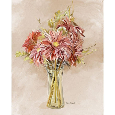 Glass of Mums White Modern Wood Framed Art Print by Murdock, Ramona