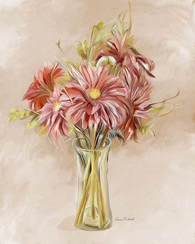 Glass of Mums White Modern Wood Framed Art Print with Double Matting by Murdock, Ramona