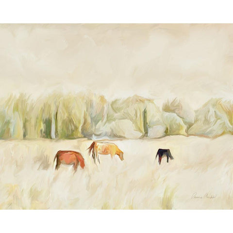 Grazing Cows White Modern Wood Framed Art Print by Murdock, Ramona