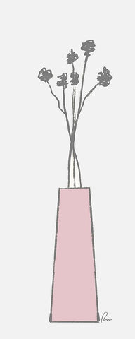 Pink Vase Black Ornate Wood Framed Art Print with Double Matting by Murdock, Ramona