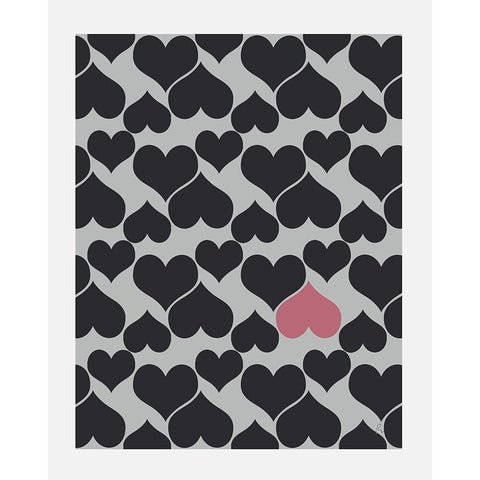 Hearts Black Modern Wood Framed Art Print with Double Matting by Murdock, Ramona