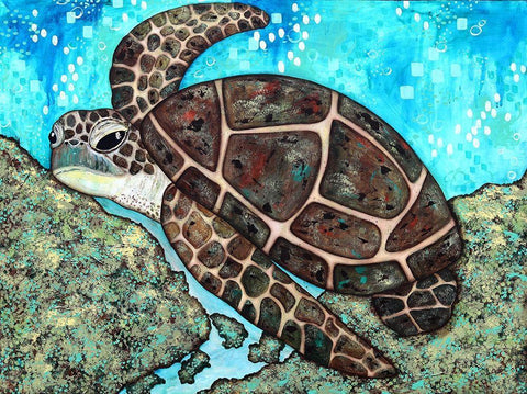 Swimming Along White Modern Wood Framed Art Print with Double Matting by Allemand, Sue