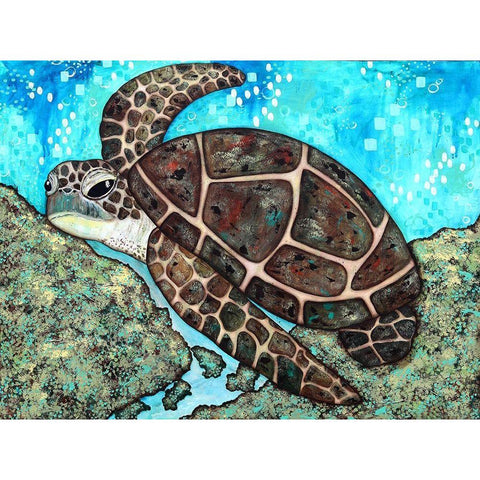 Swimming Along Black Modern Wood Framed Art Print by Allemand, Sue