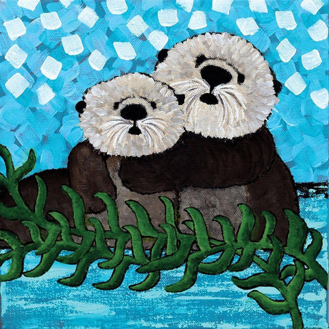 Otter Love II White Modern Wood Framed Art Print with Double Matting by Allemand, Sue